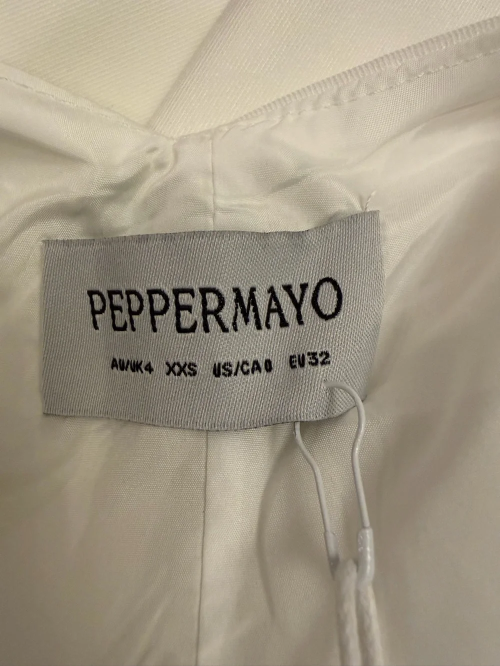 Peppermayo Lulita Mini Dress White High Neck Low Back Size US 0, XXS, New - Picture 4 of 8